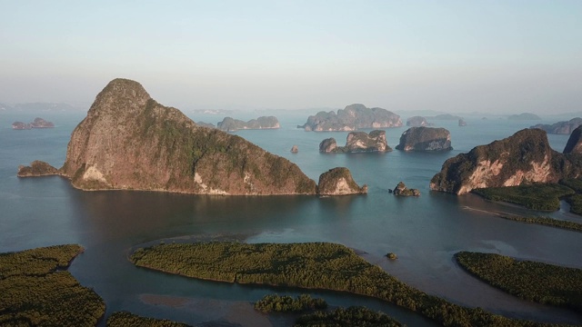 看不见的泰国:4K视频全景攀牙湾在日落，泰国视频素材