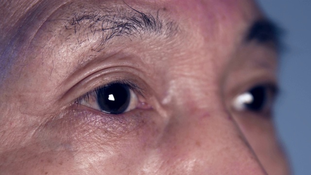 特写亚洲老人的眼睛视频素材
