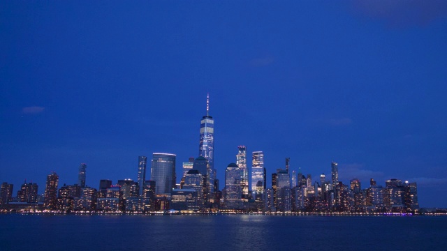 纽约天际线时间从黄昏到2020年夜晚视频下载