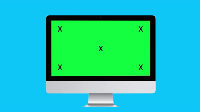 现代电脑模拟与绿色屏幕和跟踪点。视频下载