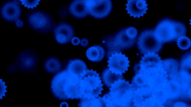 病毒漂浮，蓝色细胞。模拟视频下载
