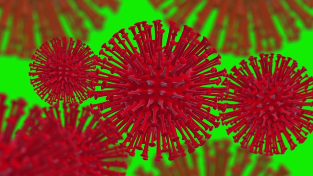 3d渲染红色COVID-19或冠状病毒2019冠状病毒颗粒视频素材