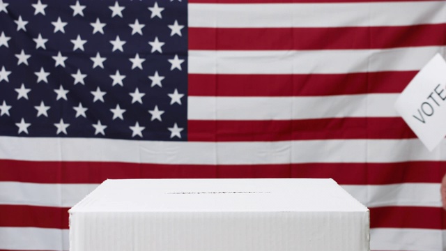 举着美国国旗的投票人视频素材