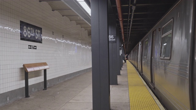 一列抵达64街火车站的火车因新冠肺炎疫情而废弃。美国纽约市。视频下载
