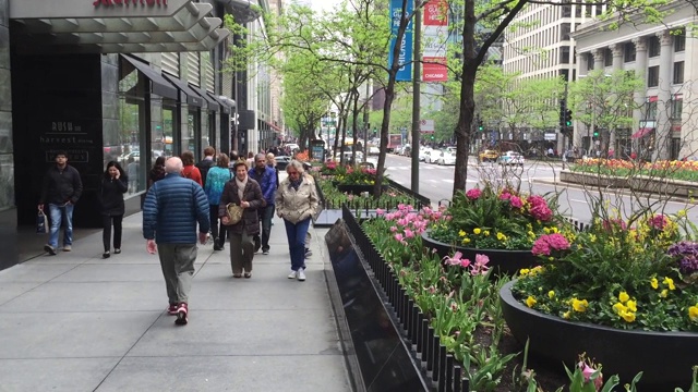 人们走在芝加哥，伊利诺斯州，美国的市中心视频下载