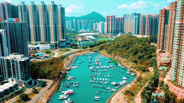 香港将军澳住宅大厦的无人机视图视频下载