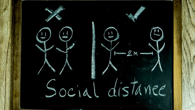 黑板上的社交距离标志视频下载