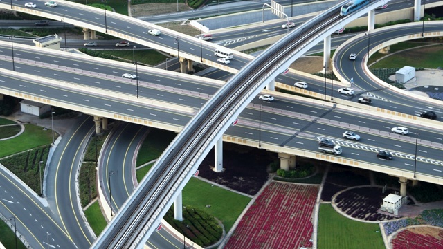 阿联酋迪拜交叉口城市交通系统视频素材