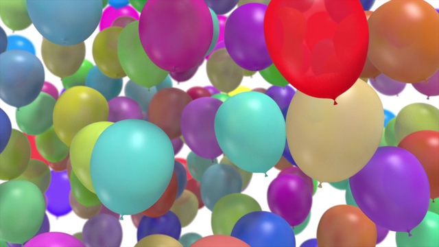 彩色气球飞行过渡与阿尔法伴侣，庆祝和生日的概念视频下载