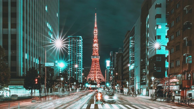 东京黄昏繁华街道的时光流逝，日本视频素材