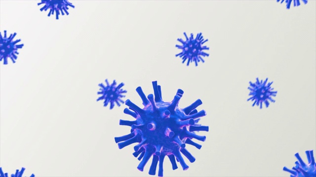 蓝色冠状病毒2019-nCoV可循环飞行视频素材