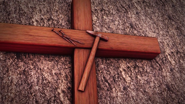 耶稣复活荆棘冠冕加略山基督被钉十字架复活节各各他石膏耶稣墓视频素材