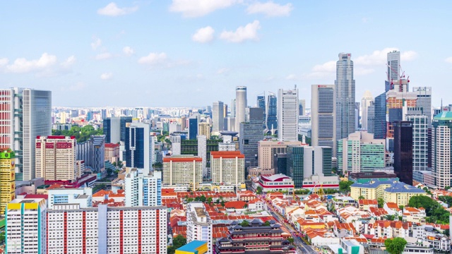新加坡唐人街的新加坡城市摩天大楼的4k时间流逝视频素材