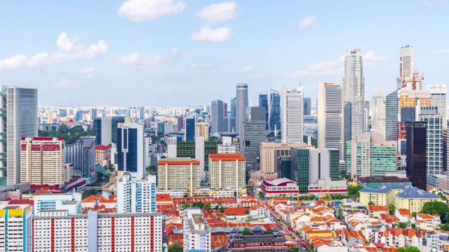 新加坡唐人街的新加坡城市摩天大楼的4k时间流逝视频下载