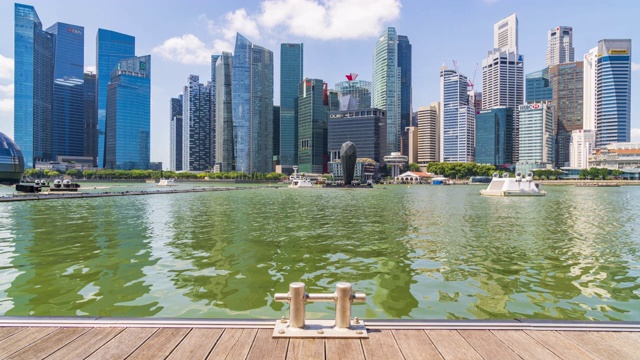 新加坡滨海湾金沙的新加坡城市摩天大楼的时间流逝视频下载