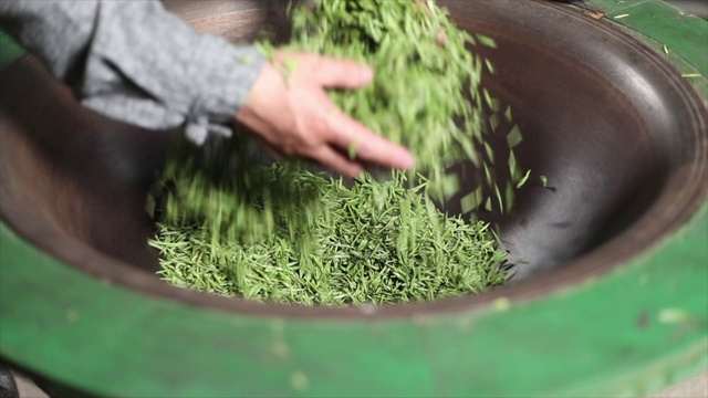中国绿茶，手工茶场景视频素材