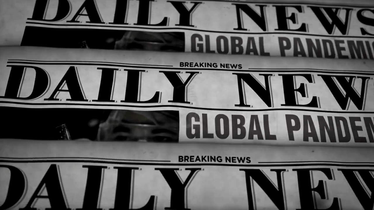 全球流行病突发新闻-复古报纸印刷机视频下载