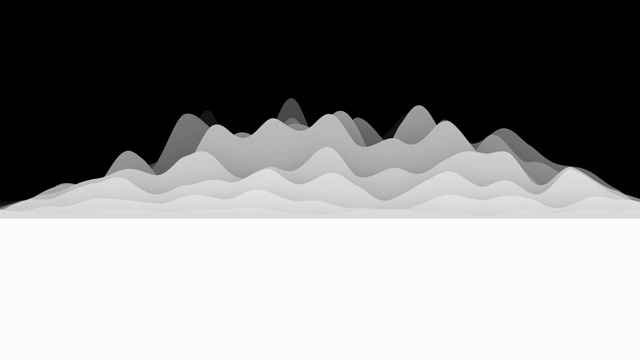 起伏的白色层在黑色背景上形成极简的地形表面。抽象CG动画循环。3 d渲染。视频下载