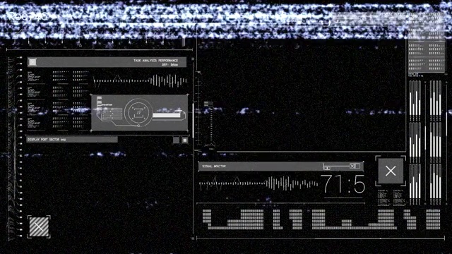 计算机屏幕的动画在一个咝咝作响的前景视频素材