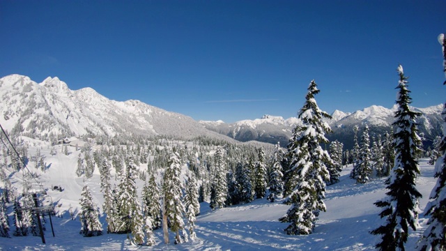 冬季滑雪和滑雪板度假村的美丽的缆车视图视频下载