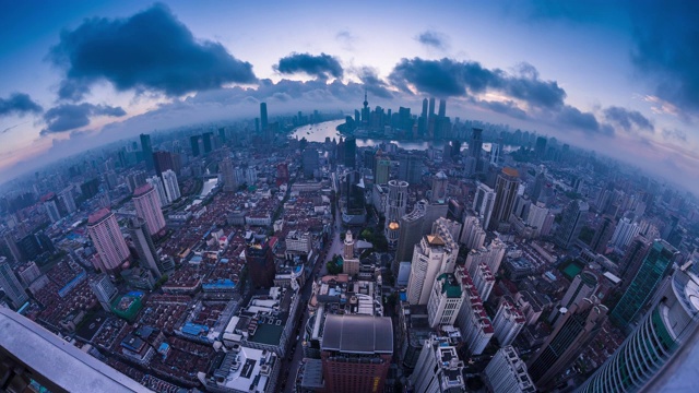 360度上海市区景观小地球转型视频素材