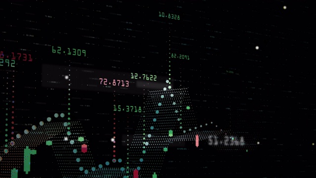 统计，股票市场条形图交易股票视频，财务数字和图表增长的数字背景。技术、金融市场——没有人，COVID-19金融市场概念——没有人视频下载