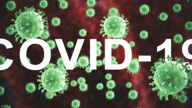COVID-19在细菌或病毒、细胞缓慢移动和旋转的背景下显得流畅视频素材