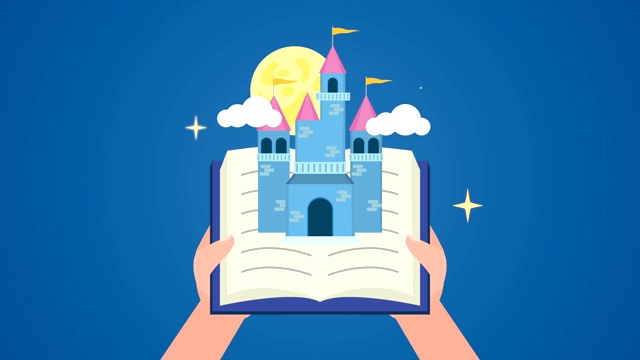 用双手和童话城堡庆祝世界读书日视频下载