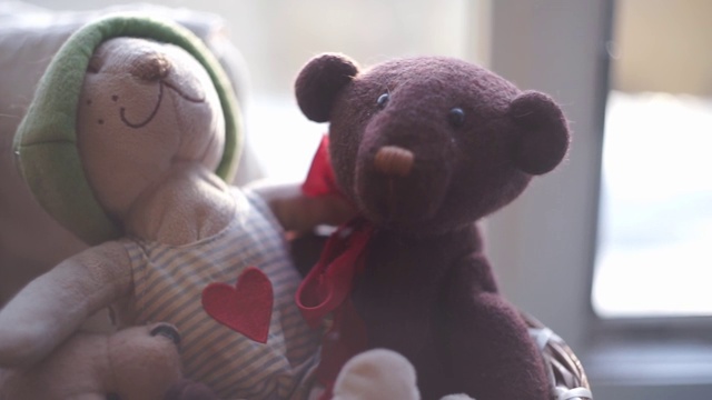 两个玩具熊坐在一起拥抱视频下载
