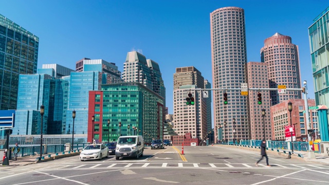 波士顿城市生活和交通道路，美国马萨诸塞州视频素材
