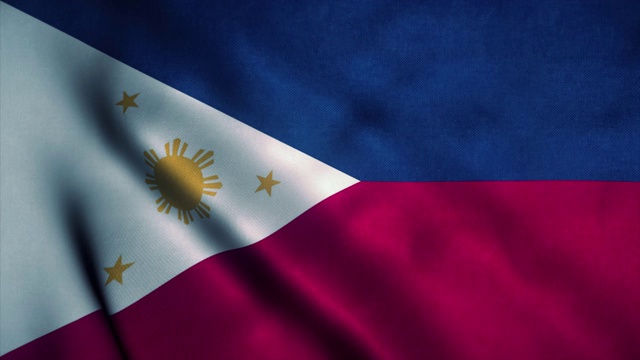 菲律宾国旗在风中飘扬。菲律宾国旗。菲律宾标志无缝循环动画。4 k视频下载