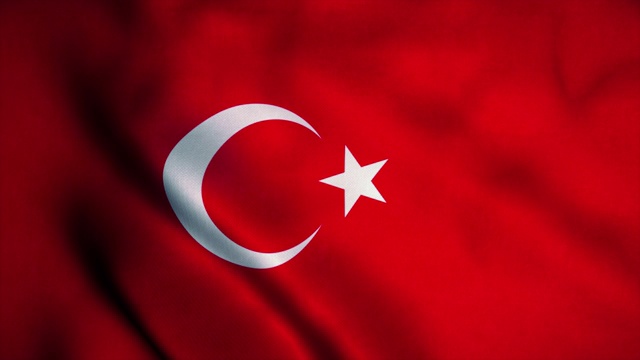 土耳其国旗迎风飘扬。土耳其国旗。土耳其标志无缝循环动画。4 k视频素材