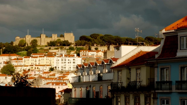 葡萄牙里斯本市中心和圣乔治城堡视频下载