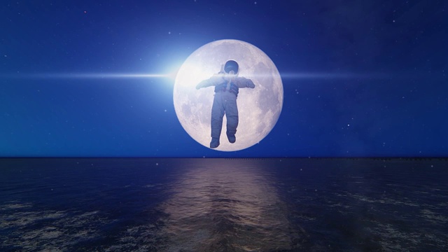 宇航员离开月球的3d动画。概念关键词-探索和冒险视频下载