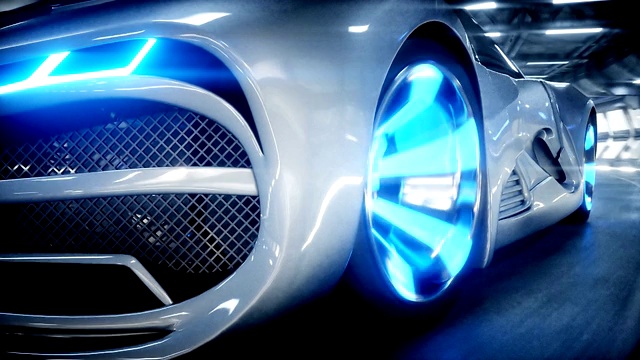 未来汽车在科幻隧道、走廊中快速行驶。未来的概念。现实FullHD动画。视频下载