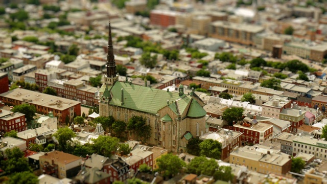 老魁北克的微型教堂。从以上观点。时间环倾斜移位玩具微型看视频下载