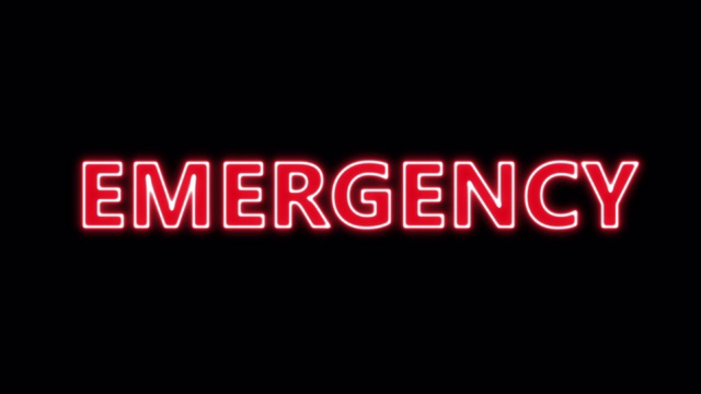 4K动画紧急医院标志，红色标志，救护车医疗护理室入口库存视频视频素材