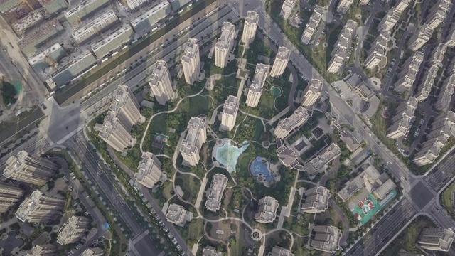 许多现代高楼的顶视图视频素材