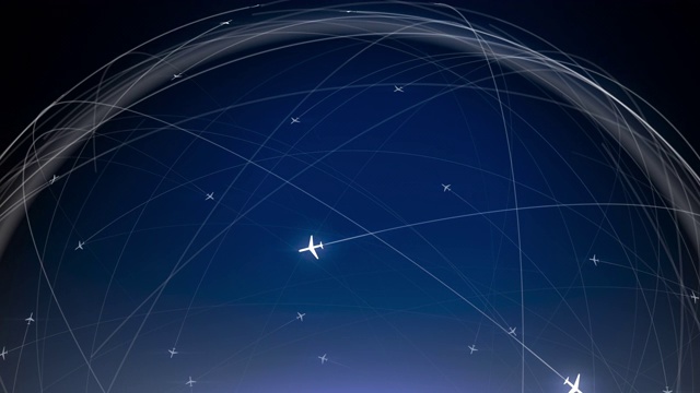 空中交通全球网络视觉效果动画，HUD -图形用户界面视频素材