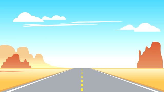 驾驶在柏油路面沥青公路道路通过沙漠或干旱地区视频下载