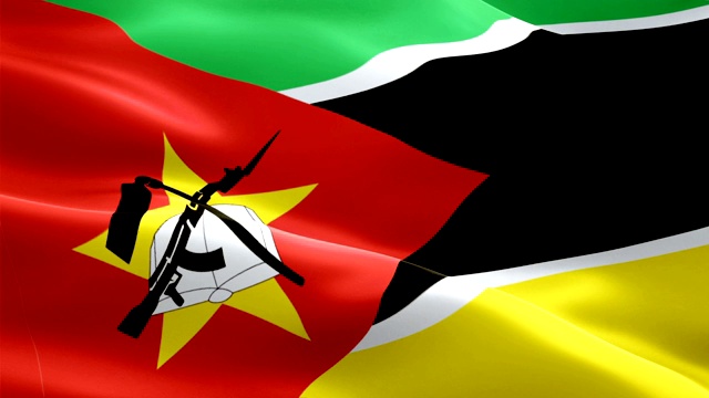 莫桑比克挥舞着国旗。莫桑比克国旗飘扬。标志莫桑比克无缝循环动画。莫桑比克旗帜高清分辨率背景。莫桑比克国旗特写1080p全高清视频演示视频素材