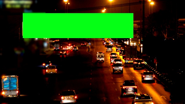 在曼谷的绿色屏幕广告牌视频下载