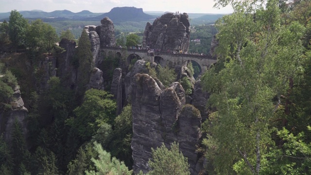 倾斜的观点与旅行者在撒克逊瑞士在周末，德国视频下载