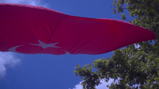 土耳其国旗在风中飘扬。视频素材