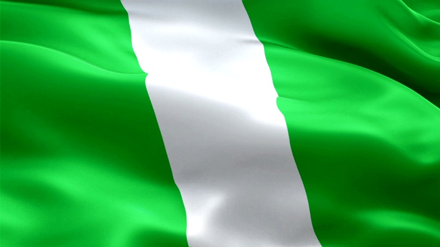 尼日利亚挥舞着国旗。尼日利亚国旗飘扬。尼日利亚标志无缝循环动画。尼日利亚国旗高清分辨率背景。尼日利亚国旗特写1080p全高清视频演示视频素材