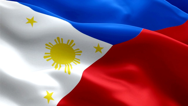 菲律宾挥舞着国旗。3d菲律宾国旗飘扬。菲律宾标志无缝循环动画。菲律宾旗帜高清分辨率背景。菲律宾国旗特写1080p全高清视频演示视频下载