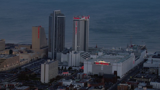 硬石酒店和赌场大西洋城，新泽西州，美国的鸟瞰图。视频下载