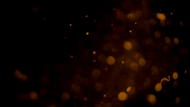 抽象的圆形金光闪闪，散景飘逸的运动在黑色的背景上，祝贺迎新晚会新年快乐视频素材