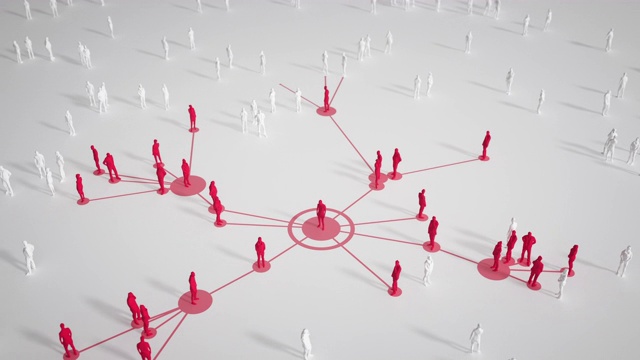 互联的人(亮，红色)-社交媒体，网络-冠状病毒，流行病学，传染病视频下载