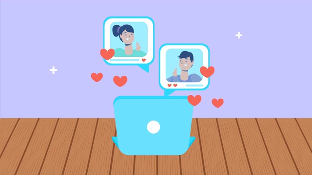 笔记本电脑与夫妇在泡沫社会媒体视频下载